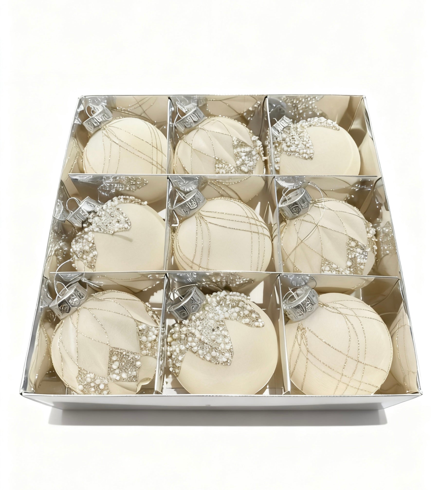 Xmas Flocked Baubles Set