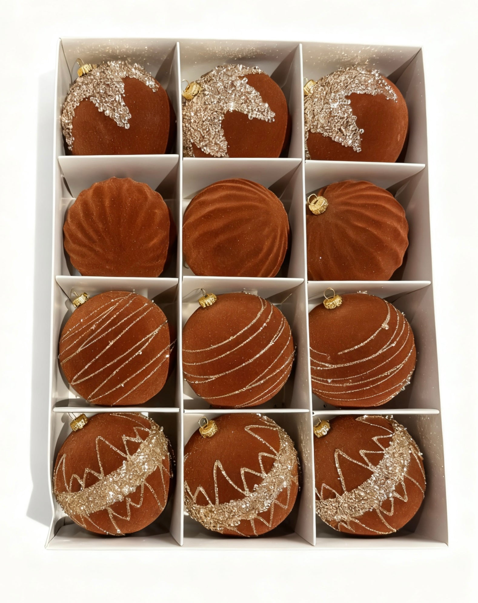 Xmas Flocked Baubles Set